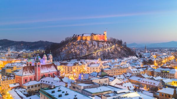 Ljubljana city in snow