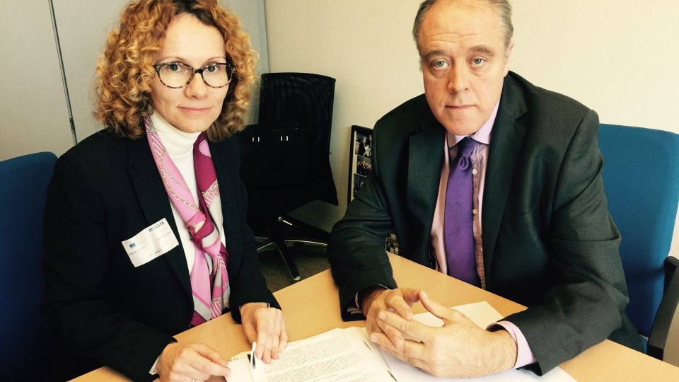 MEP Richard Howitt, S&amp;D foreign affairs coordinator and shadow rapporteur for the country, and Mrs Radmila Šekerinska, vice-chair of the SDSM